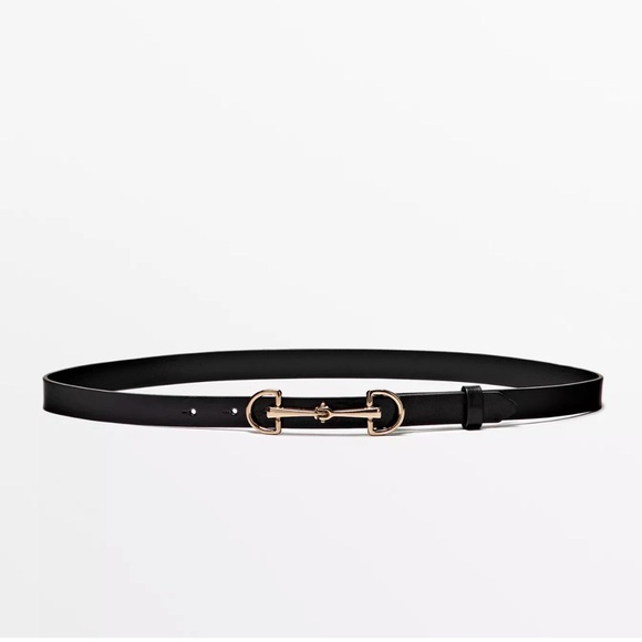 Massimo Dutti Women\'s EQUESTRIAN NAPPA LEATHER BELT Black Size XS/75 main image 6